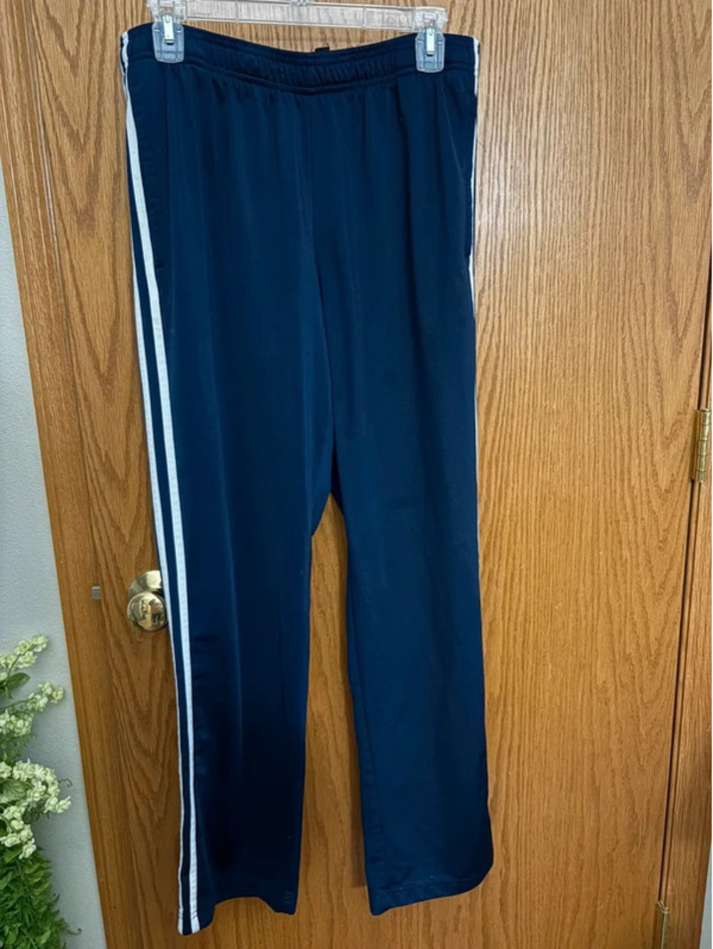 Adidas jogging pants navy w/white side stripes